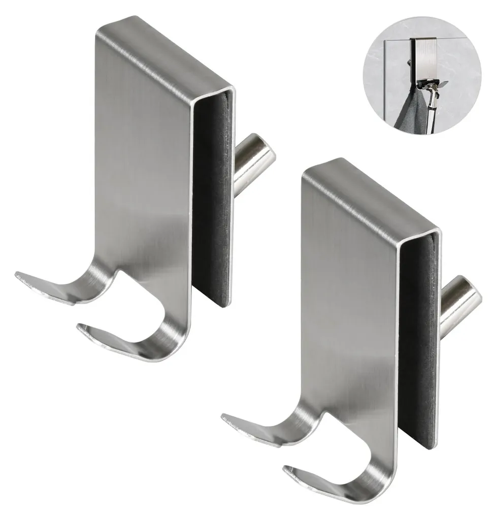 Crochet de douche double face en inox pour cabine de douche italienne