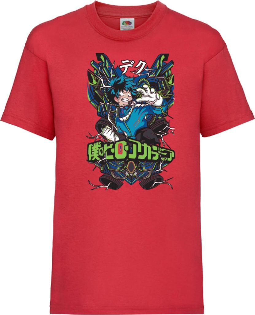 Kinder T-Shirt Japan Animation Manga Anime Comics My Hero Anime Academia Izuku Midoriya Var-001, 5-6 Jahr - 116 / Rot