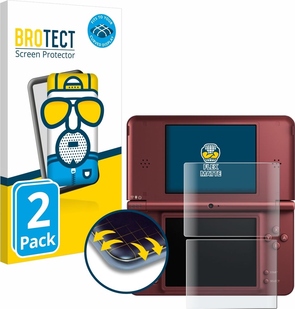 2x BROTECT Fullscreen Schutzfolie für Nintendo DSi XL Displayschutz Folie Fullcover Matt Entspiegelungsfolie