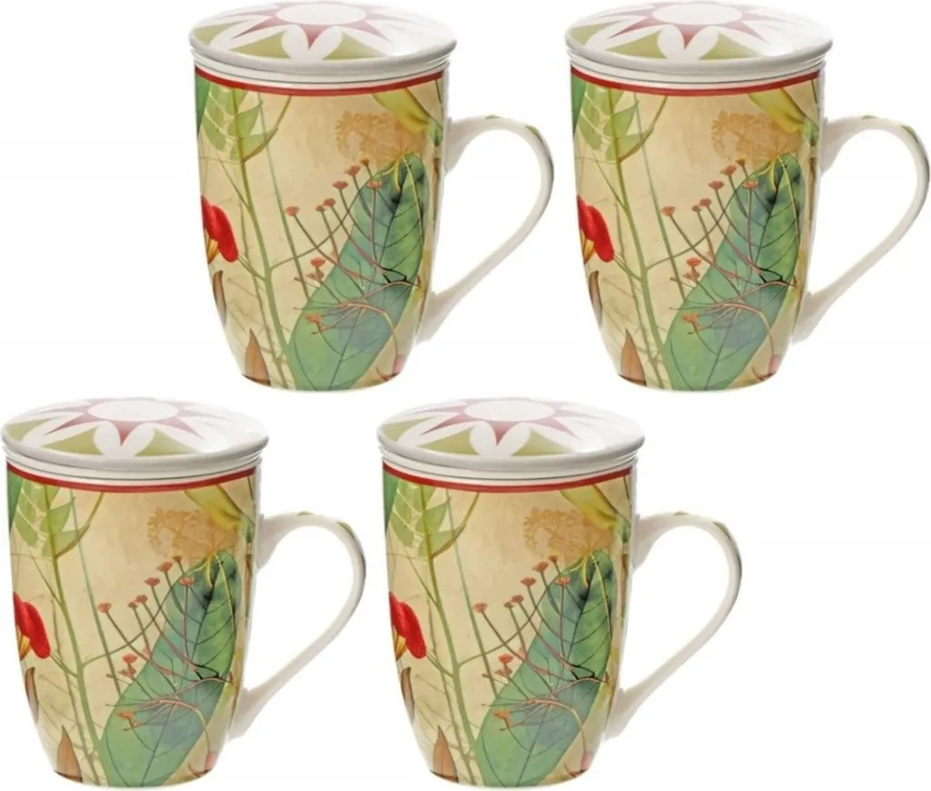 Occasione Rose&Tulipani Mirabilia Set 4 Tazze Rosse Porcellana