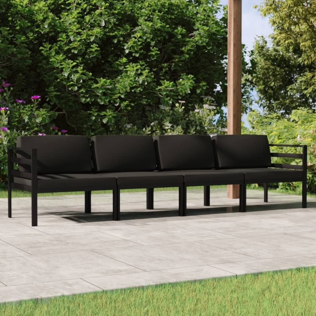 Maison Exclusive - 4-tlg. Garten-Lounge-Set mit Kissen Aluminium Anthrazit