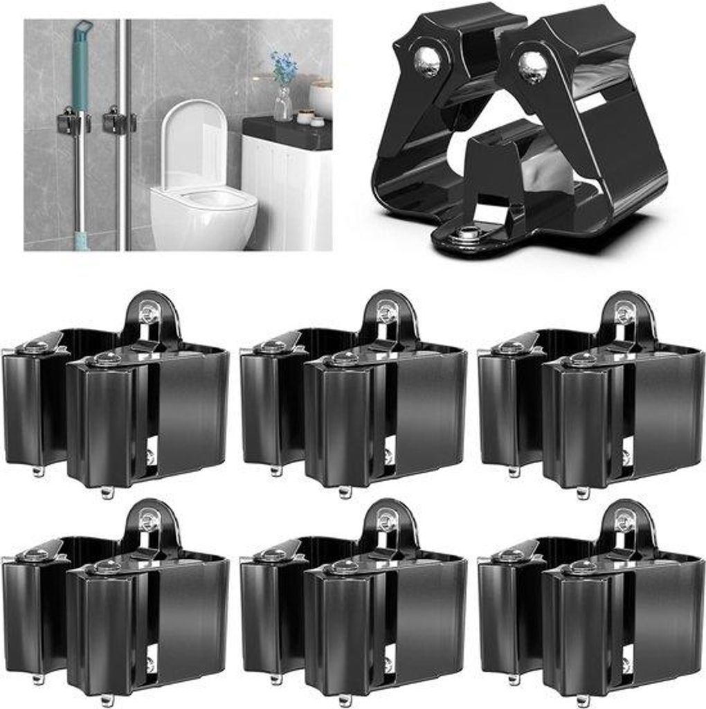 Famanu Besenhalter Wandmontage Set von 6 – Robuster Wischmopp Organizer für Küche, Bad und Garage
