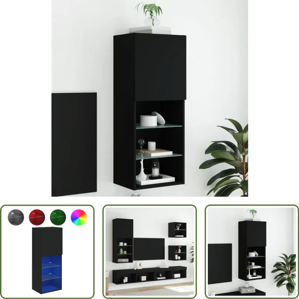 The Living Store Mobile TV con luci LED nero 40,5x30x102 cm