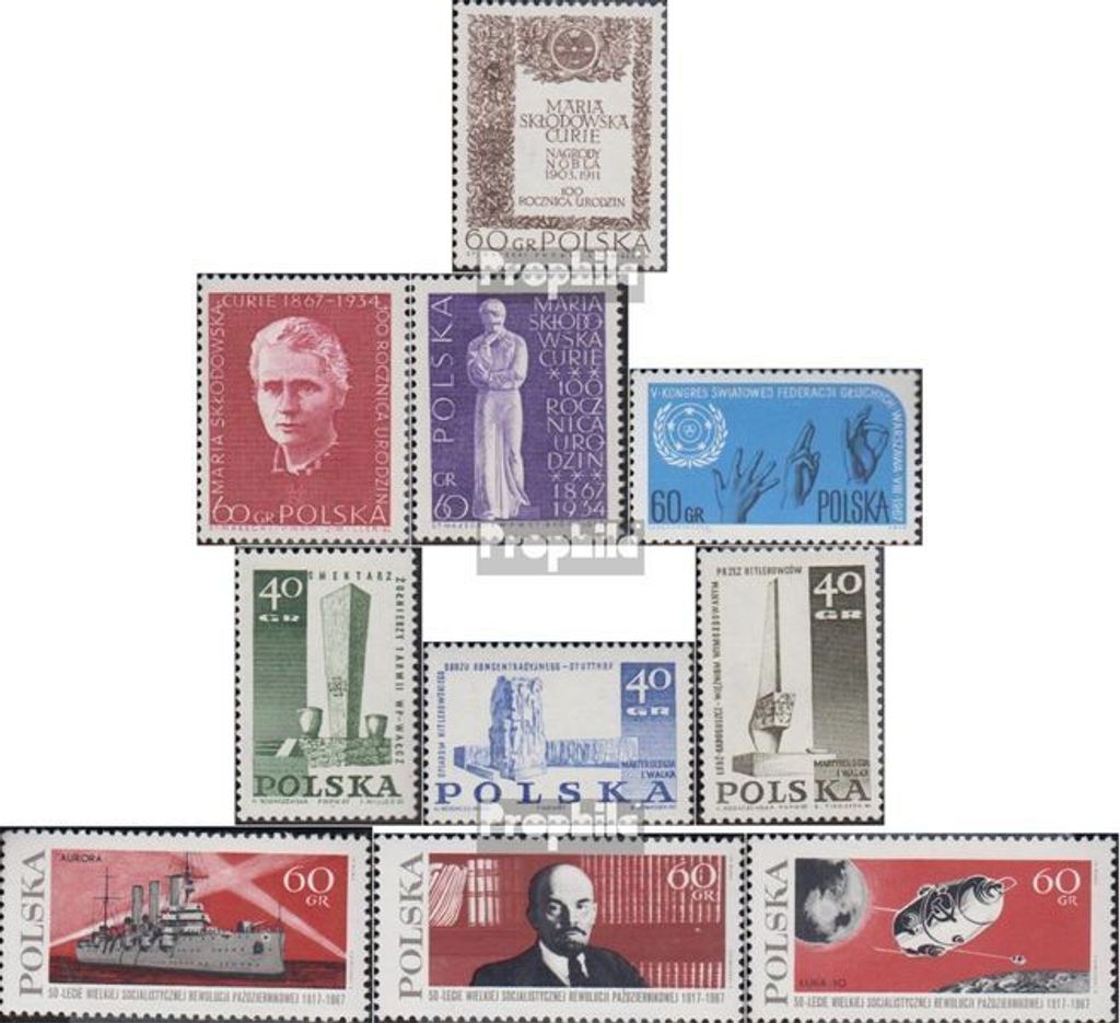 Briefmarken Polen 1967 Mi 1777-1779,1780,1790-1792, 1793-1795 gestempelt Maria Curie-Sklodowska