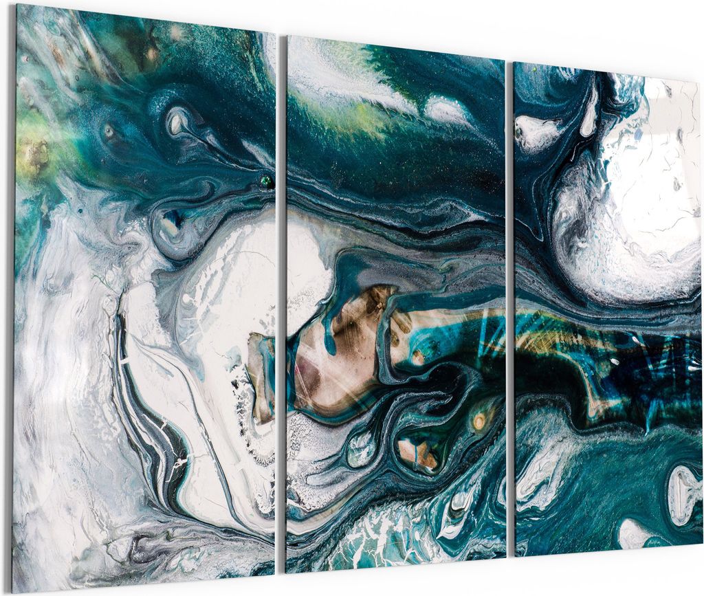 DEQORI Glasbild Echtglas 3x50x100 cm 'Flüssige Marmorkunst' Produktbild 