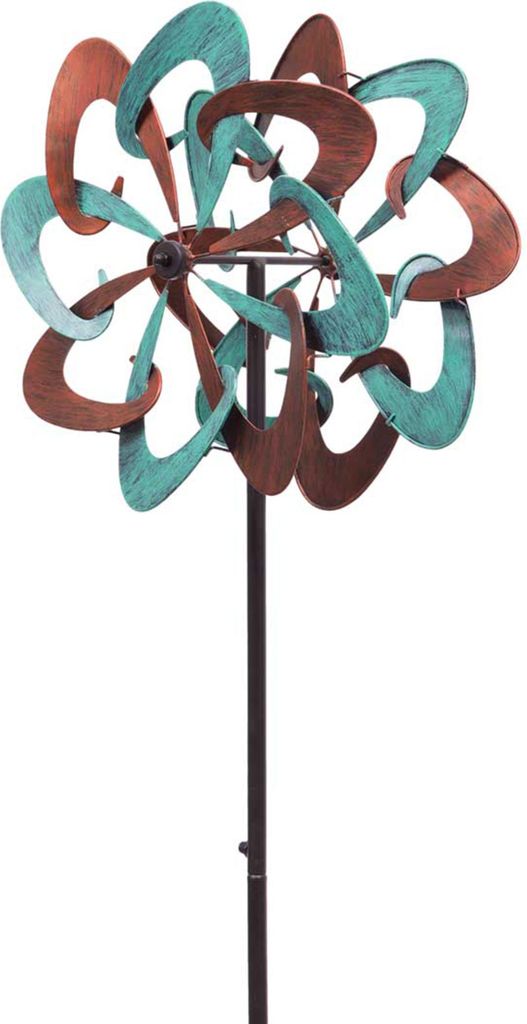 Kinetic Art: Metal Wind Spinner: Copper Swirl Duett