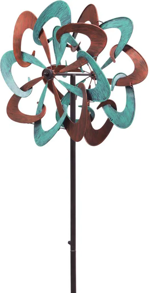 Moulin à vent de jardin Kinetic Art Métal Copper Swirl Duett 120cm