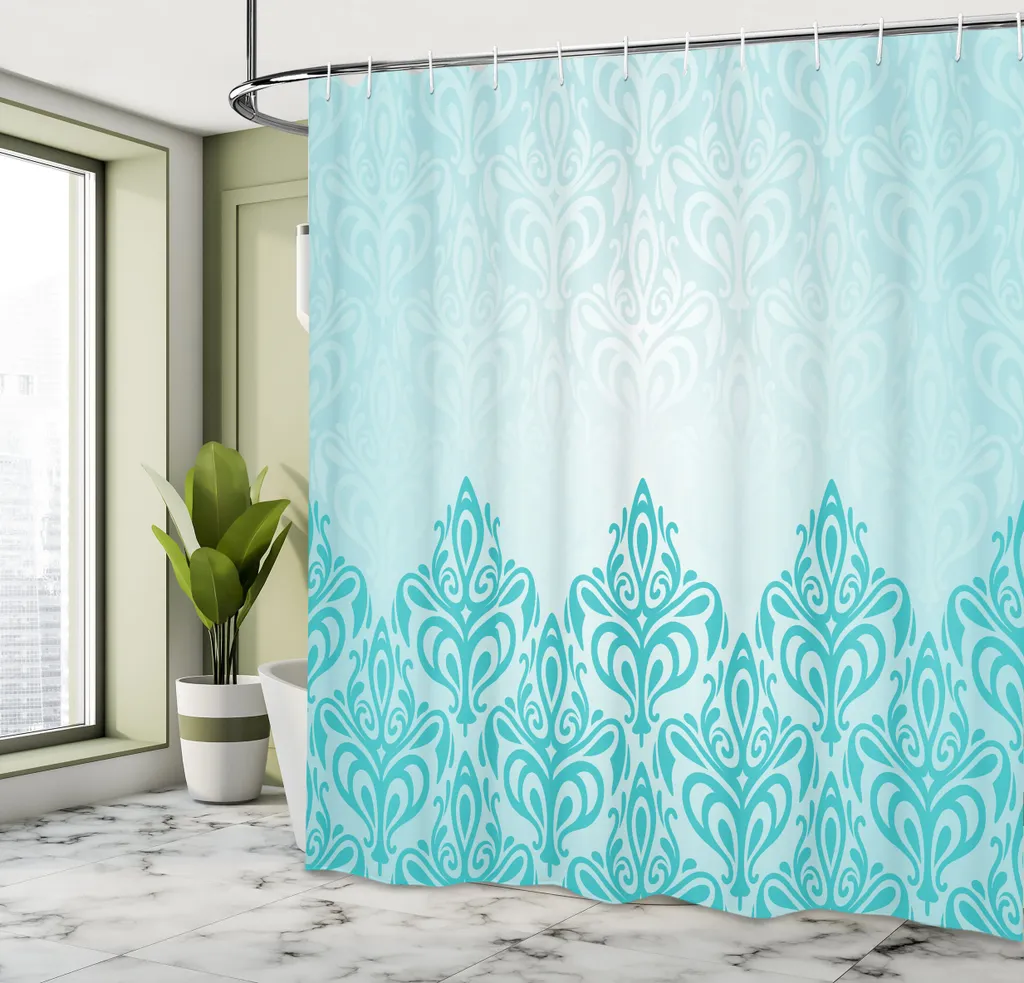 ABAKUHAUS Tenda Doccia Costa Palma Turchese – 175x240 Cm Con Ganci Inclusi