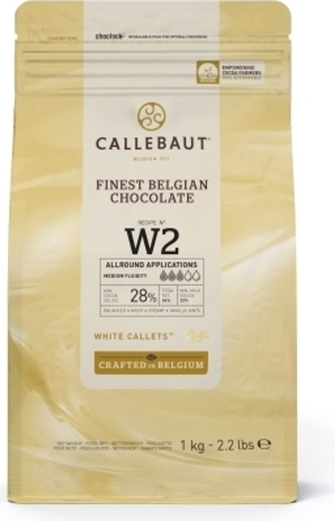 Callebaut W2 weiße Schokoladenkuvertüre, Callets 1 kg Produktbild 