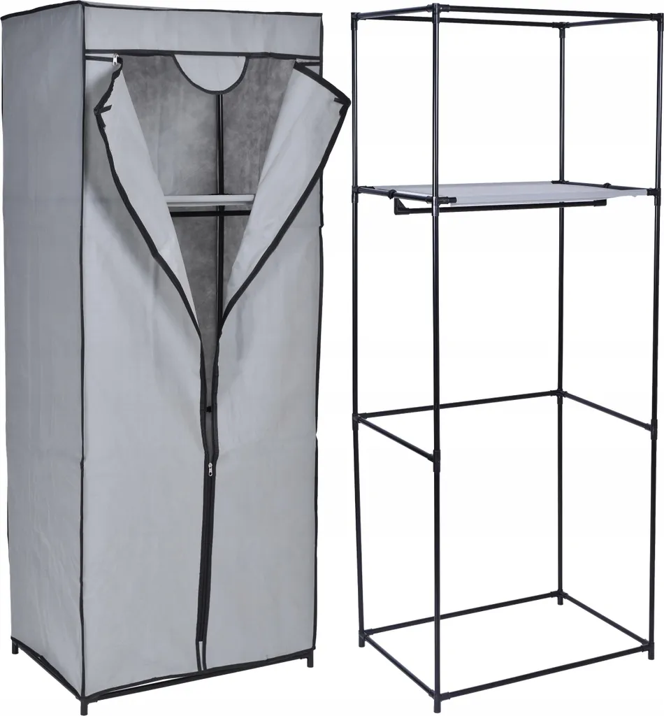 Adieu au désordre avec l'armoire textile Fela grise avec étagère
