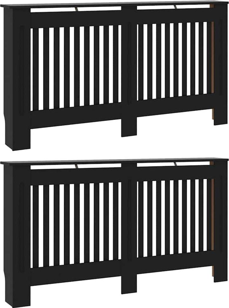 vidaXL Heizkörperabdeckung 2 pcs Schwarz 152 x 19 x 81,5 cm