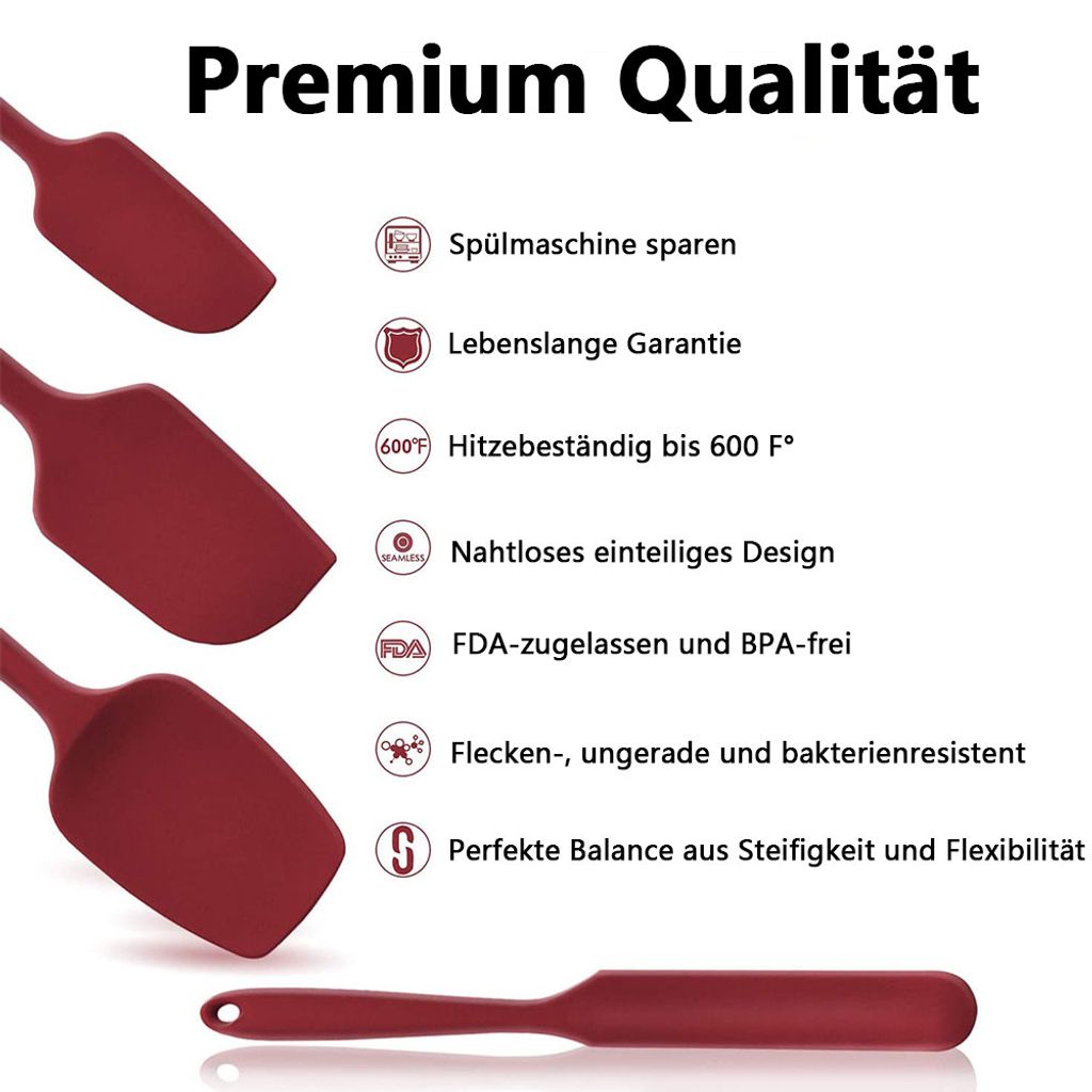 Original Kaiser Silikonschaber Mit Holzgriff – 100% Silikon, Hitzebeständig Bis 200°C, Farbe Pink