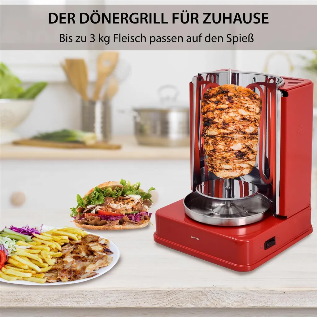Rôtissoire à kebab Syntrox Germany 1400W rouge avec accessoires inclus - 2