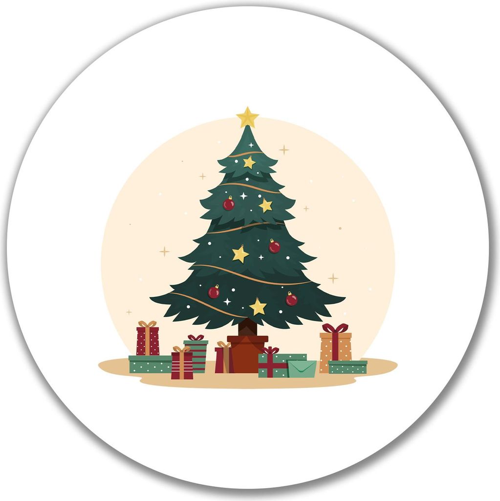 Huuraa Aufkleber Weihnachtsbaum Tannenbaum 10cm rund Sticker Geschenkidee