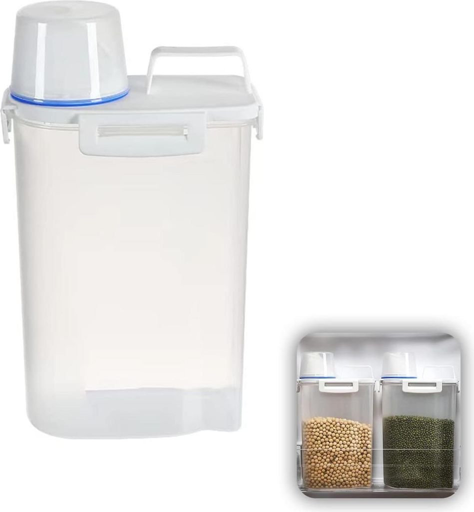 Luftdichte Aufbewahrungsbox für die Küche - Geeignet für Reis, Müsli, Pasta - 1 Stück - Transparent