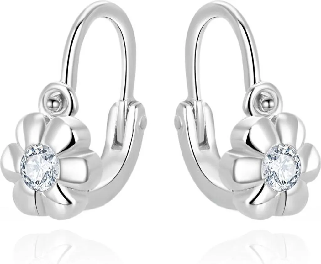 Boucles d'oreilles filles zircon cubique AGUC3335-1 en argent brillant