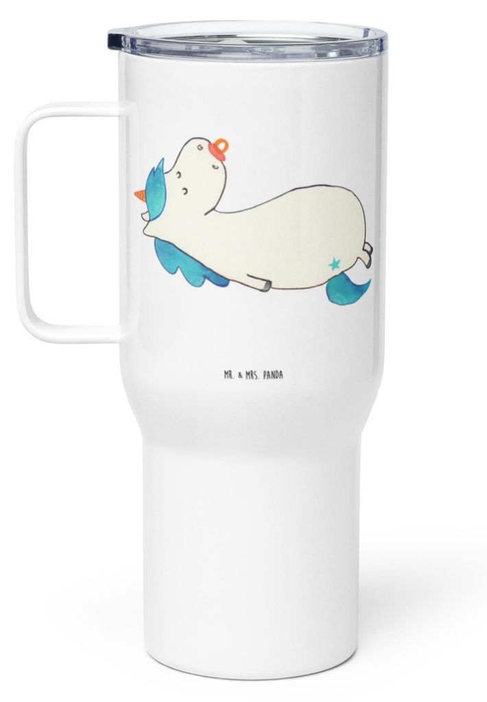 Mr. & Mrs. Panda thermosbecher Einhorn Schnuller - Weiß - Geschenk, Einhörner, Geburtstag, Teetasse, Edelstahlbecher, Baby, Thermobecher, Großer...
