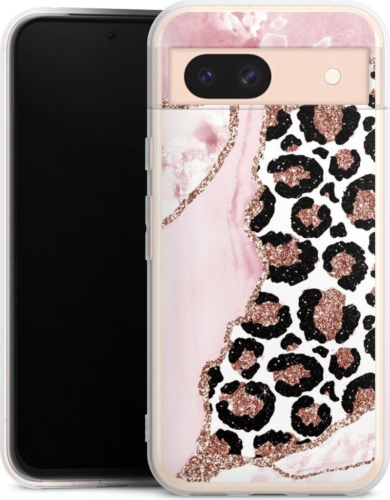 DeinDesign Handyhülle für Google Pixel 8a Silikon Hülle Case Smartphone Schutzhülle Glitzer Look Leopard Marmor
