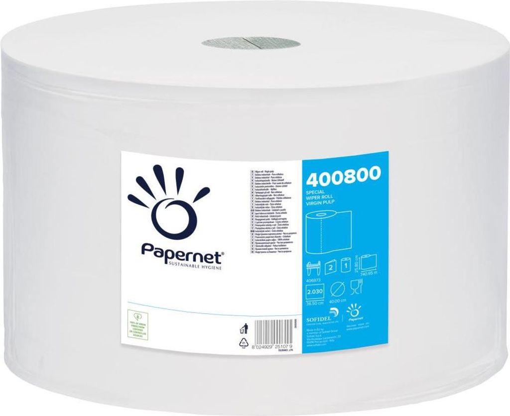 Papernet 2-lg, Zellstoff, 2.030 Blatt, ungeprägt, 25,8x36,5cm, 741m SPECIAL White ECO | Packung (1 Stück)