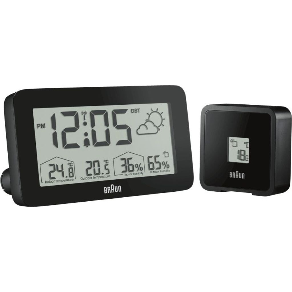 Braun Uhren Wetterstation, Außentemperaturanzeige, Innentemperaturanzeige, Hygrometer (Luftfeuchteme (67604)