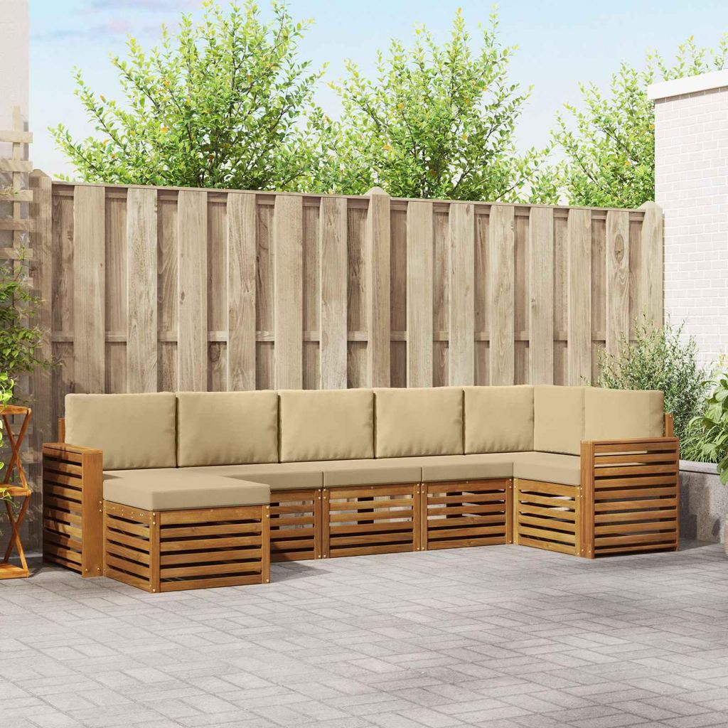 "Neues Produkt" Sofagarnituren - CLORIS - Terrassen-Sofa - 7 pcs - Natur und Beige Massivholz Akazie - Modern Gartensofas V2102