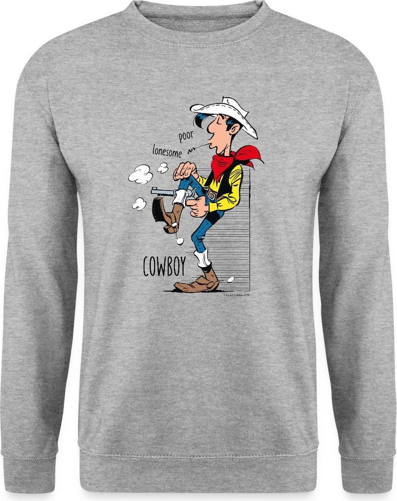 Spreadshirt Lucky Luke Poor Lonesome Cowboy Uni Pullover, XXL, Weißgrau meliert