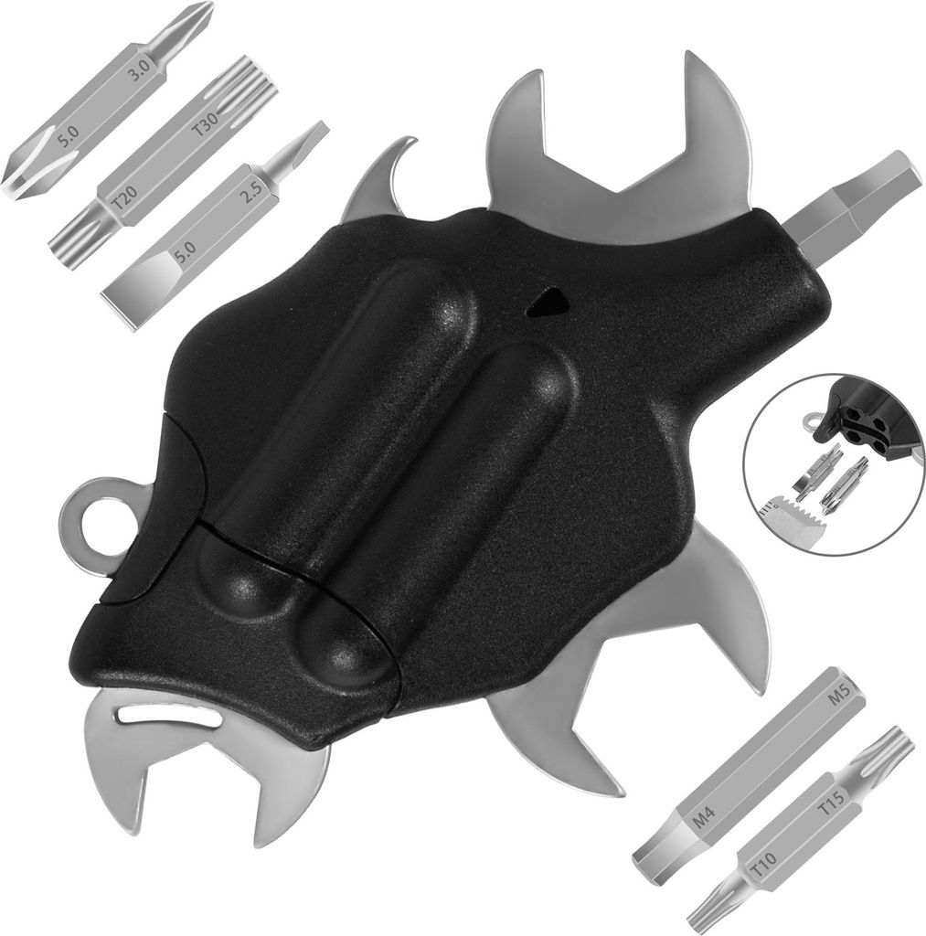 Tragbares Multifunktionswerkzeug in Tierform mit Schlüsselanhänger, 6-in-1-Set mit Schraubenschlüssel, Bohrer, Schraubendreherbits, Innensechska...