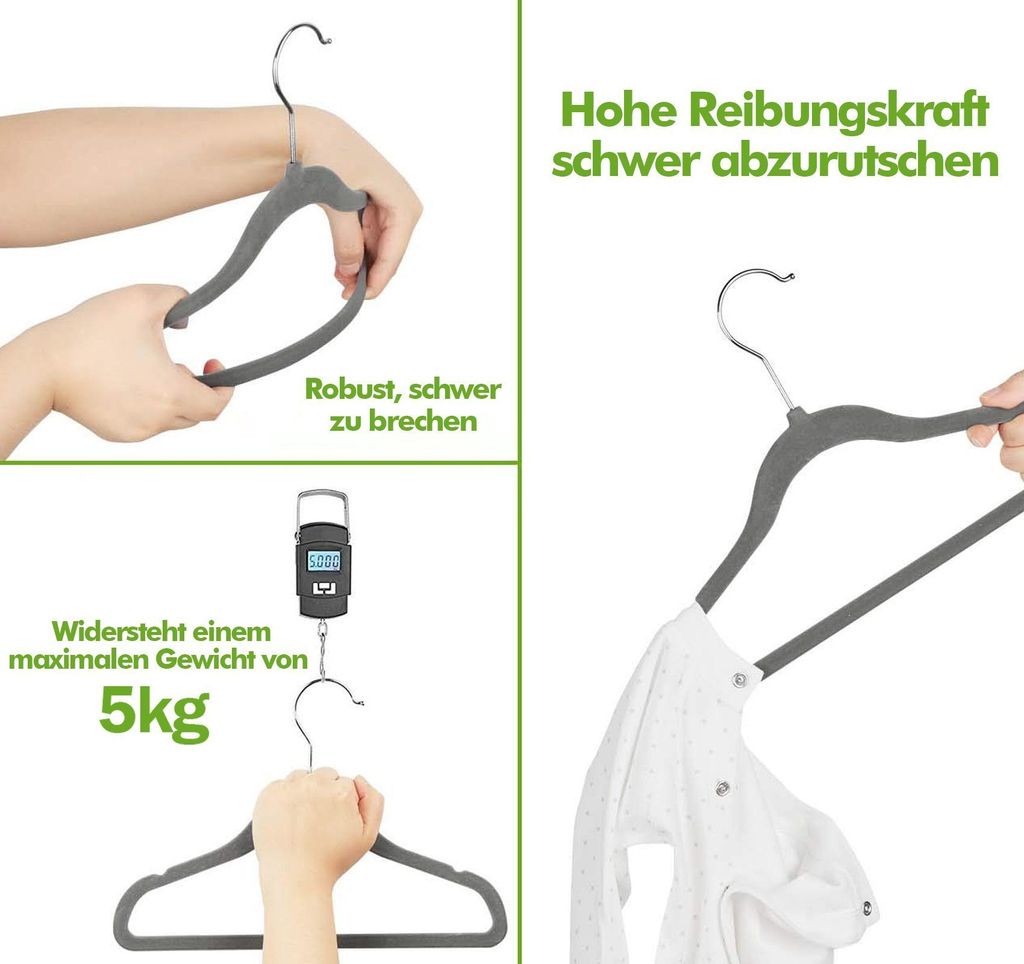 20 Stück Samt Kleiderbügel Anti-Rutsch Kinder Kleiderbügel Produktbild 4