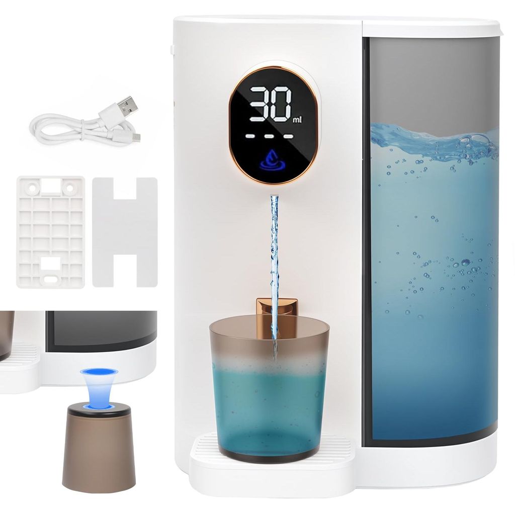 Elektrischer Mundspülspender, berührungsgesteuerter Mundspülspender, 600 ml wandmontierter automatischer Mundspülspender mit 2 wiederverwendbar...