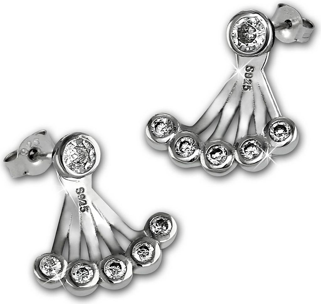 SilberDream Damen Ohrringe Ear Cuff Rund Zirkonia Ohrstecker 925 Silber D2GSO500W