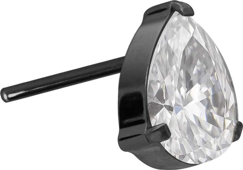 Piercing-Zubehör Titan Aufsatz mit Push Pin KRISTALLTROPFEN Schwarz Kristallgröße: 5 x 7mm