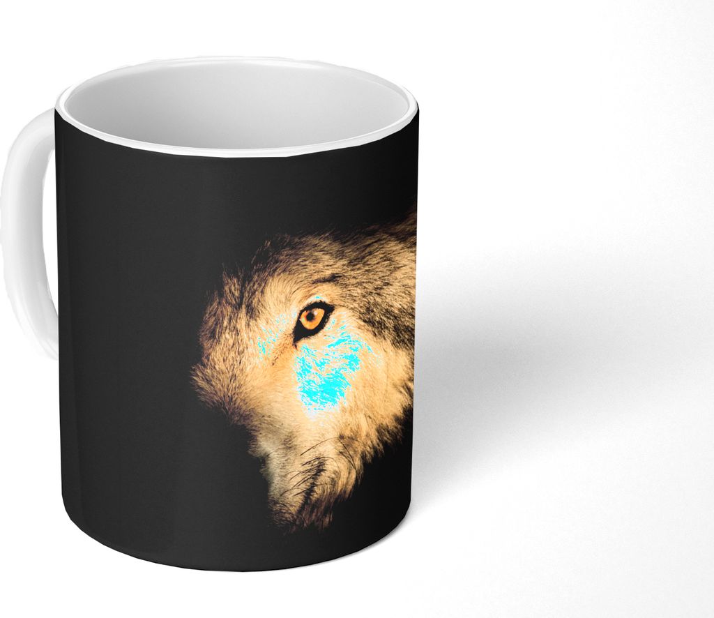 MuchoWow Tasse Kaffeetasse Kaffeebecher 350 ml Porträt eines arktischen Wolfs Teetasse - Fototasse - Becher - Keramikbecher - Teebecher - Kaffee...