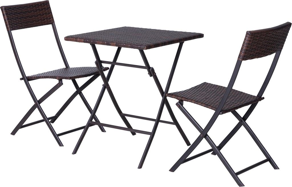 Polyrattan Bistroset Für 2 Personen Sitzgruppe Rattan Gartenmöbel Set Garnitur Braun