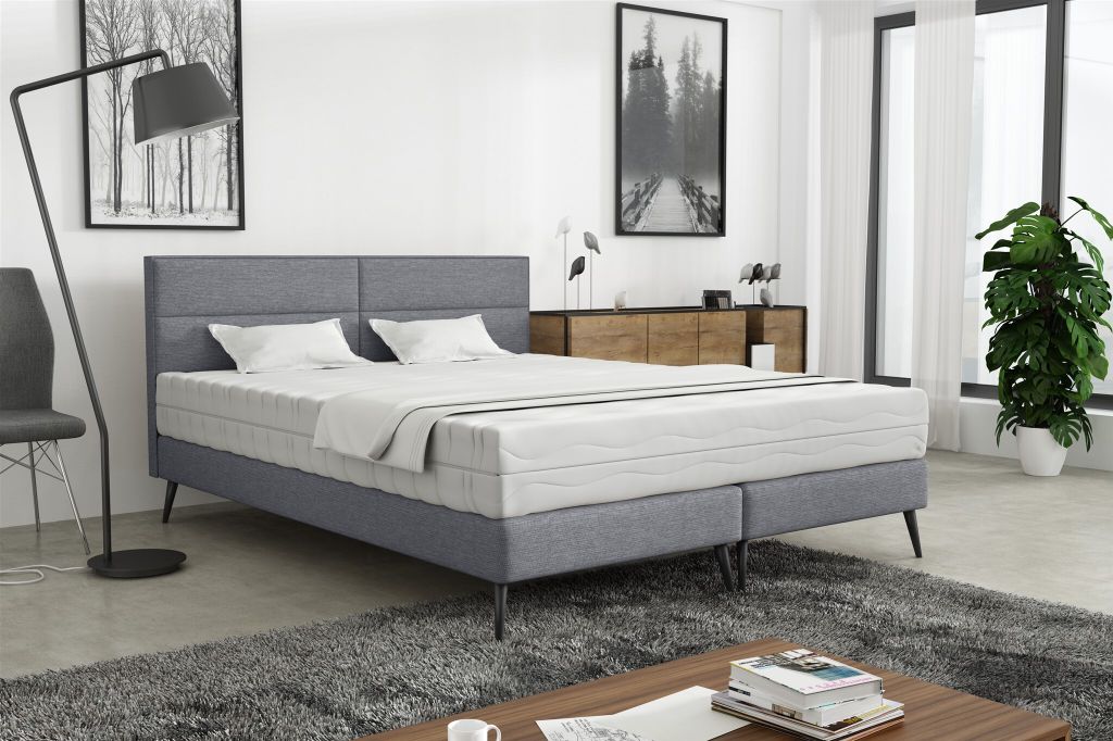 Polsterbett Doppelbett BERGAMO 140x200cm Stoff Gemma Dunkelgrau ohne Matratze