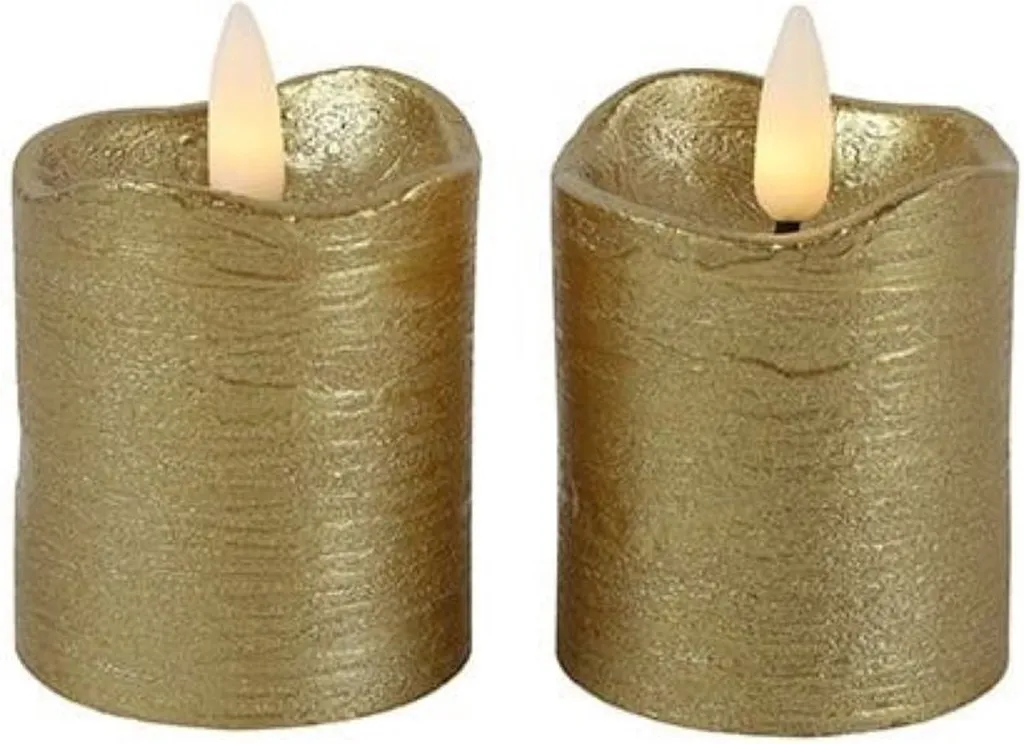 Countryfield Bougie LED ronde dorée x2 avec minuterie d'ambiance chic