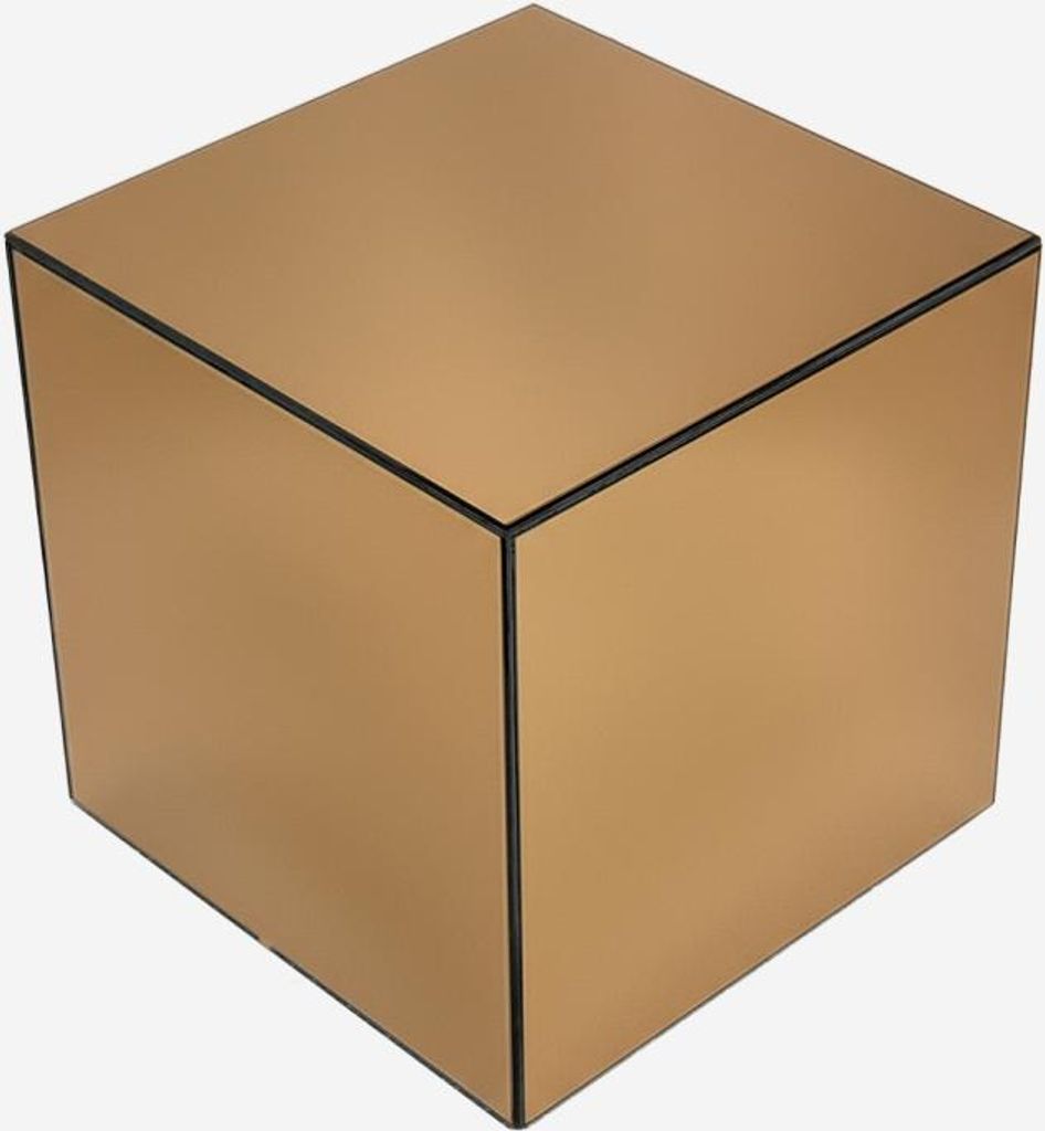 sweeek - Kubischer Tisch mit Spiegelglas, Sofaende, Beistelltisch, 30 cm - Bernsteinfarben