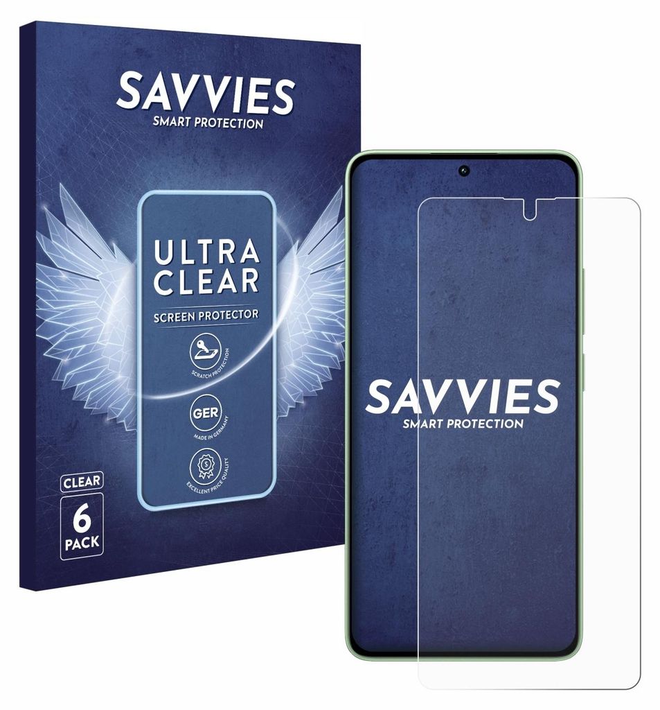 Product packaging and a screen protector on a phone.