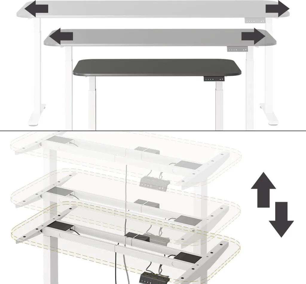 Bureau télétravail ergonomique Vicco Elevate 120x60cm blanc et gris - 5