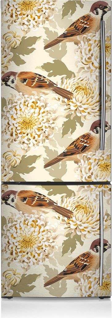 Kühlschrank Aufkleber Kühlschrankmagnete Dekoration Kühlschrankfolie 60x190 cm - Goldene Vögel.