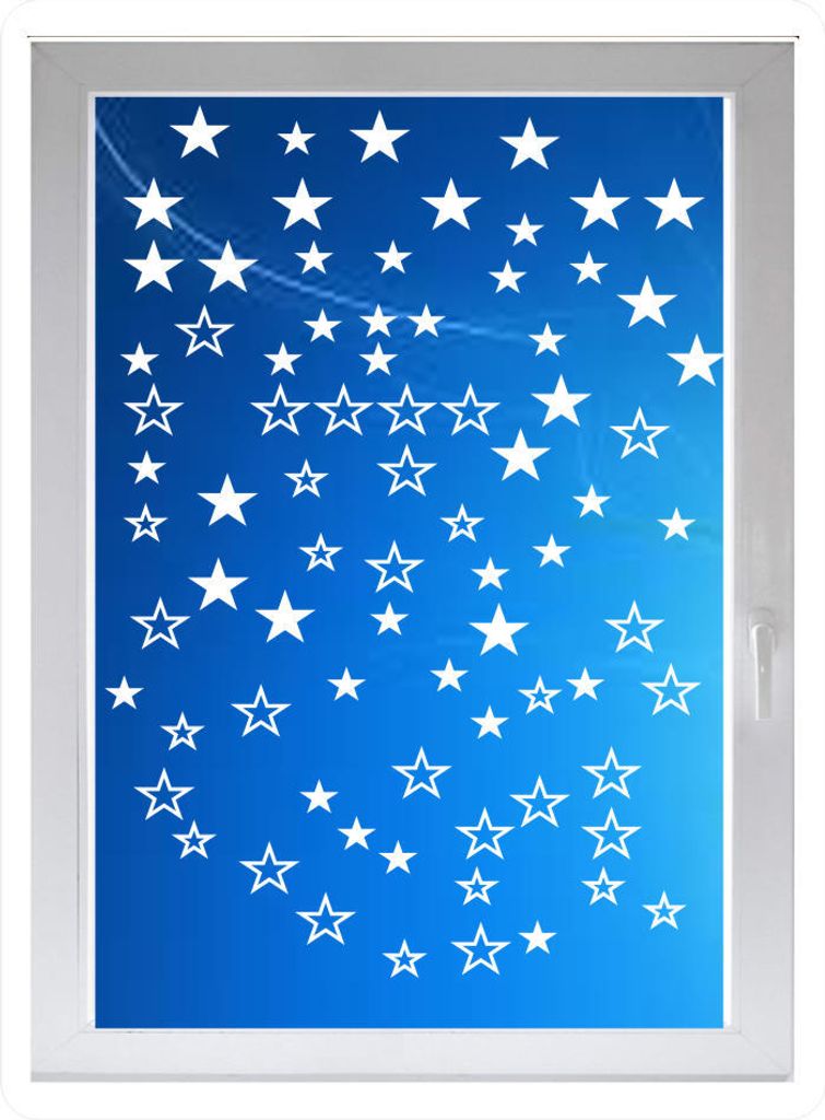 INDIGOS UG - Wohnzimmer Sterne verschieden - Farbe: weiss - 60x33 cm - Sichtschutzfolie - Fensterfolie - Glasdekorfolie - für die Küche, Wohnzimm...