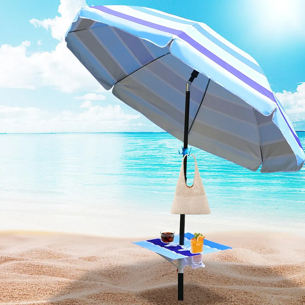 Parasol Inclinable UPF 50+ Izrielar en Acier Bleu avec Hauteur Réglable