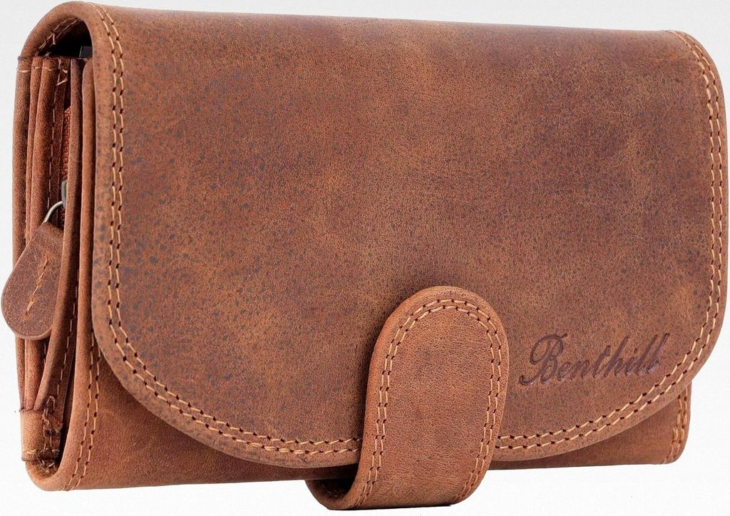 Damen Geldbörse aus Vintage Leder mit RFID Schutz | Portemonnaie mit vielen Kartenfächern | Echtleder Damenbörse inkl. Geschenkbox, Farbe: Braun...