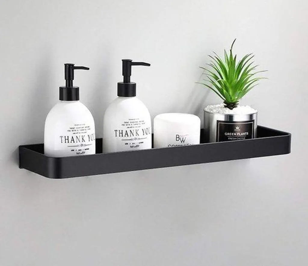 Étagère de salle de bain peu encombrante métal noir 40 cm style épuré