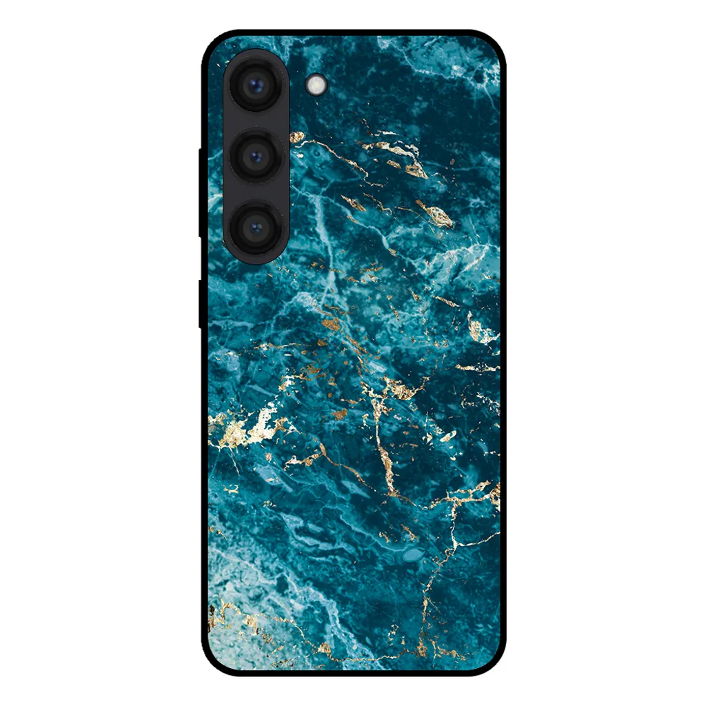 Smartphonica Custodia per Samsung Galaxy S23 con stampa in marmo - Custodia posteriore in TPU con disegno in marmo - Blu