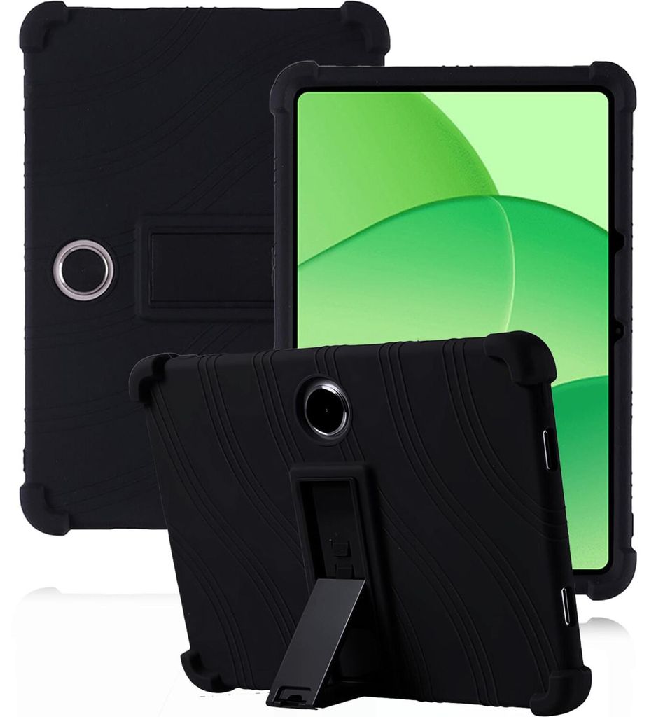 Tablet Hülle für OnePlus Pad Go 11,35", Stoßfeste Weiches Silikon Schutzhülle mit Standfunktion Schwarz
