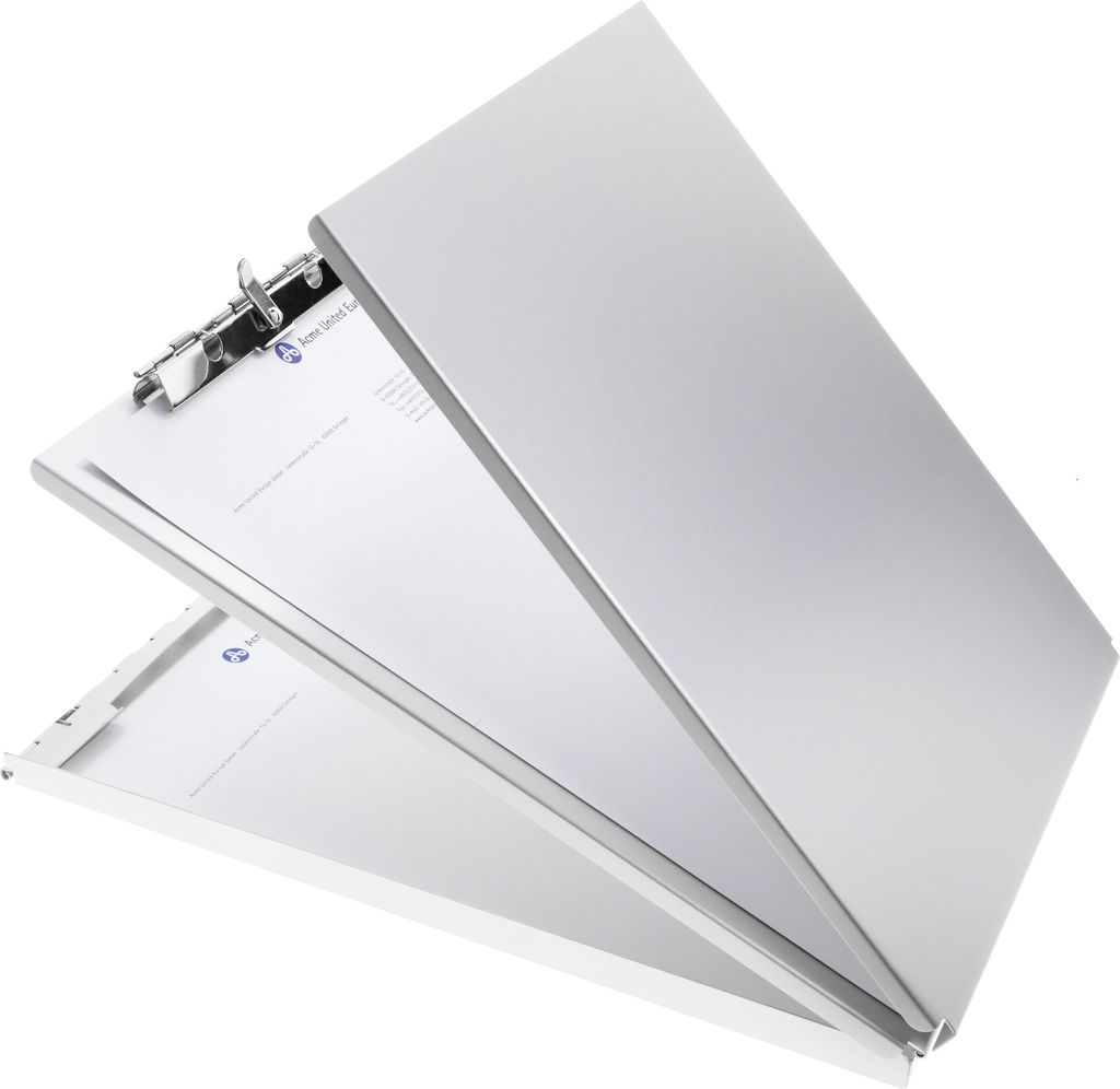 Formularhalter-Box aus Aluminium, DIN A4, mit Aufbewahrungsfach und Zwischenablage, oben öffnend
