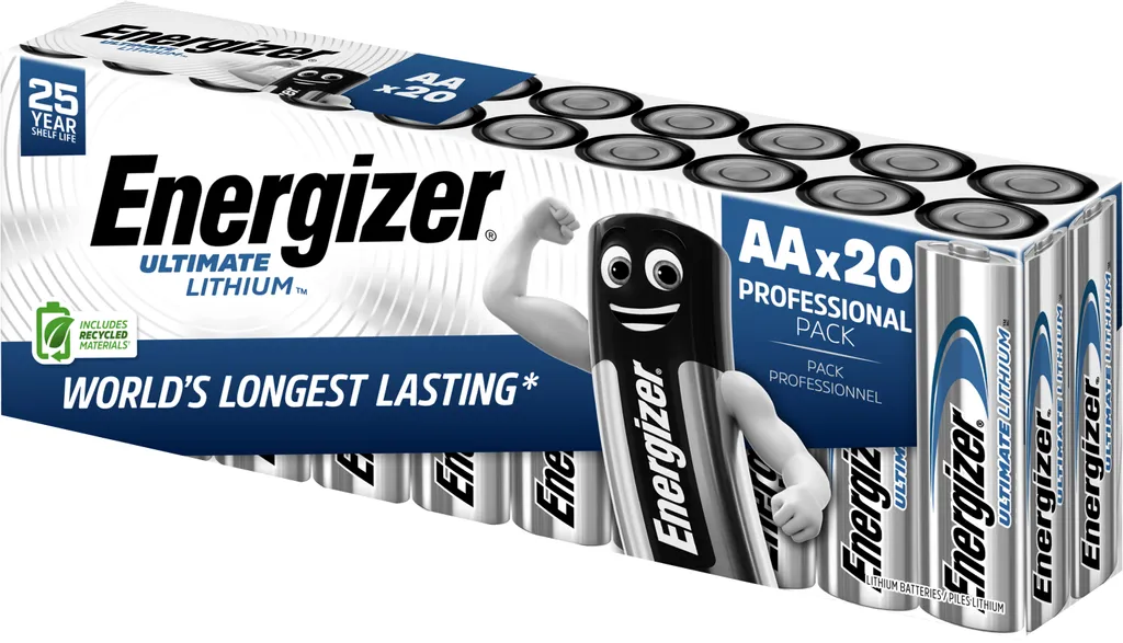 ENERGIZER Batterie Lithium AA FR06 1.5V - Pack de 20 Piles Longue Durée