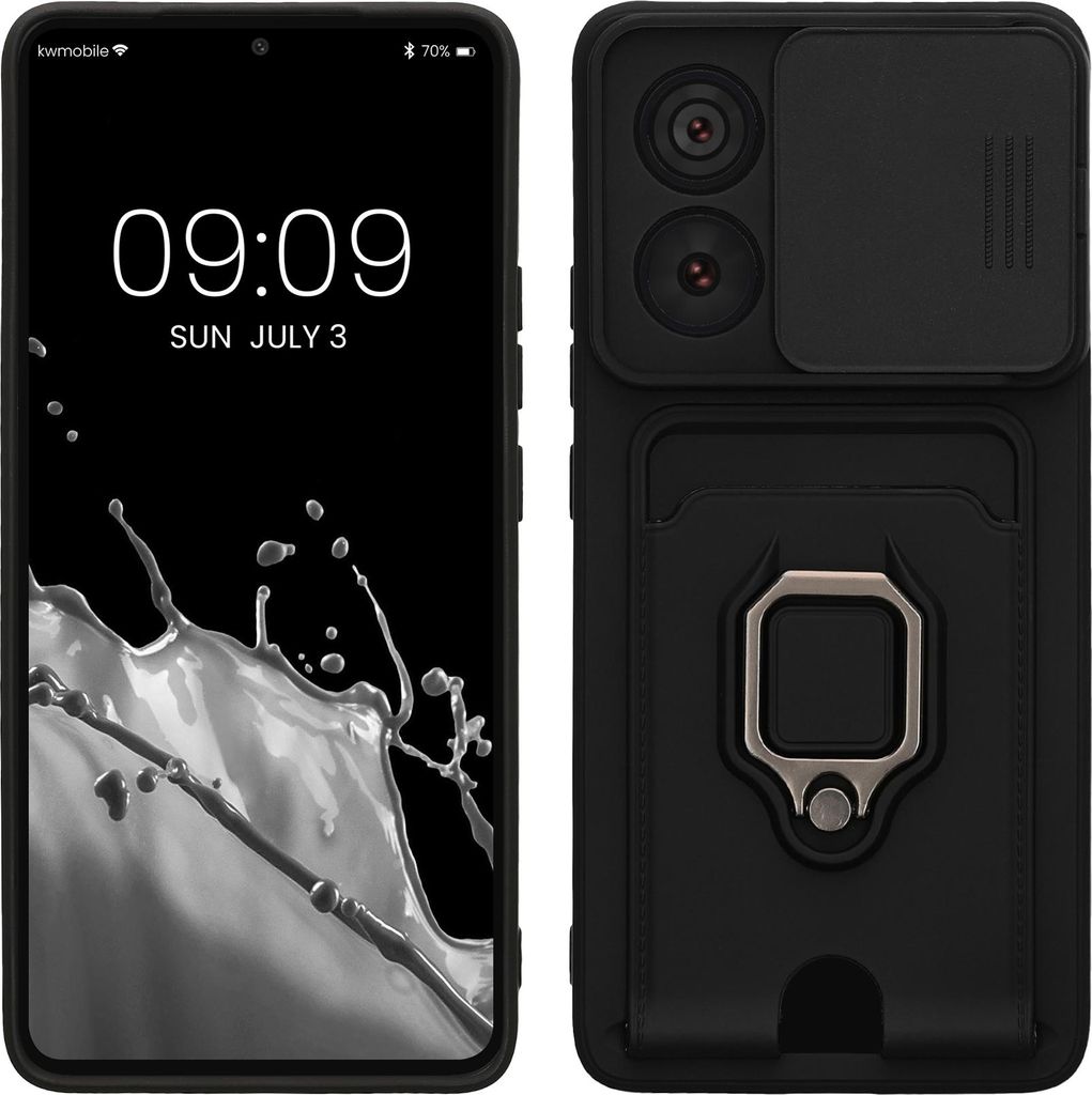 kwmobile Handyhülle kompatibel mit Xiaomi 14T Pro - Softcase mit Kameraschutz - Kartenfach - Schwarz