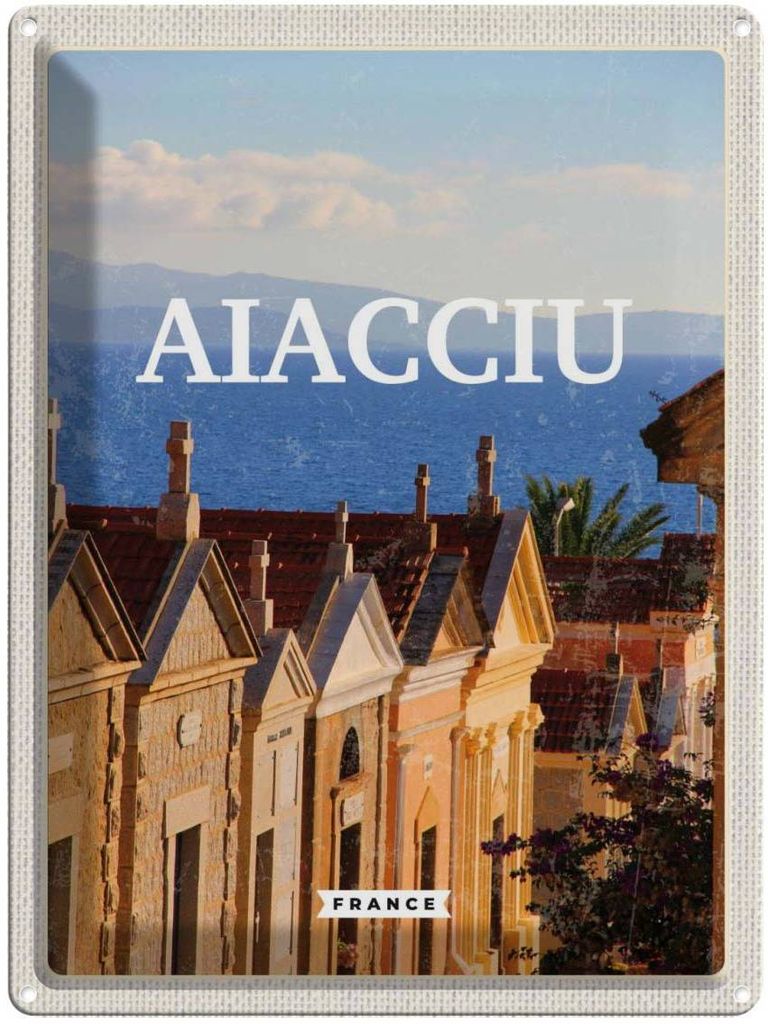 vianmo Blechschild 40x30 cm Ajaccio France Urlaub Aussicht Meer Bildmotiv Reisemotiv Abenteuer Reisen Straße Stadt