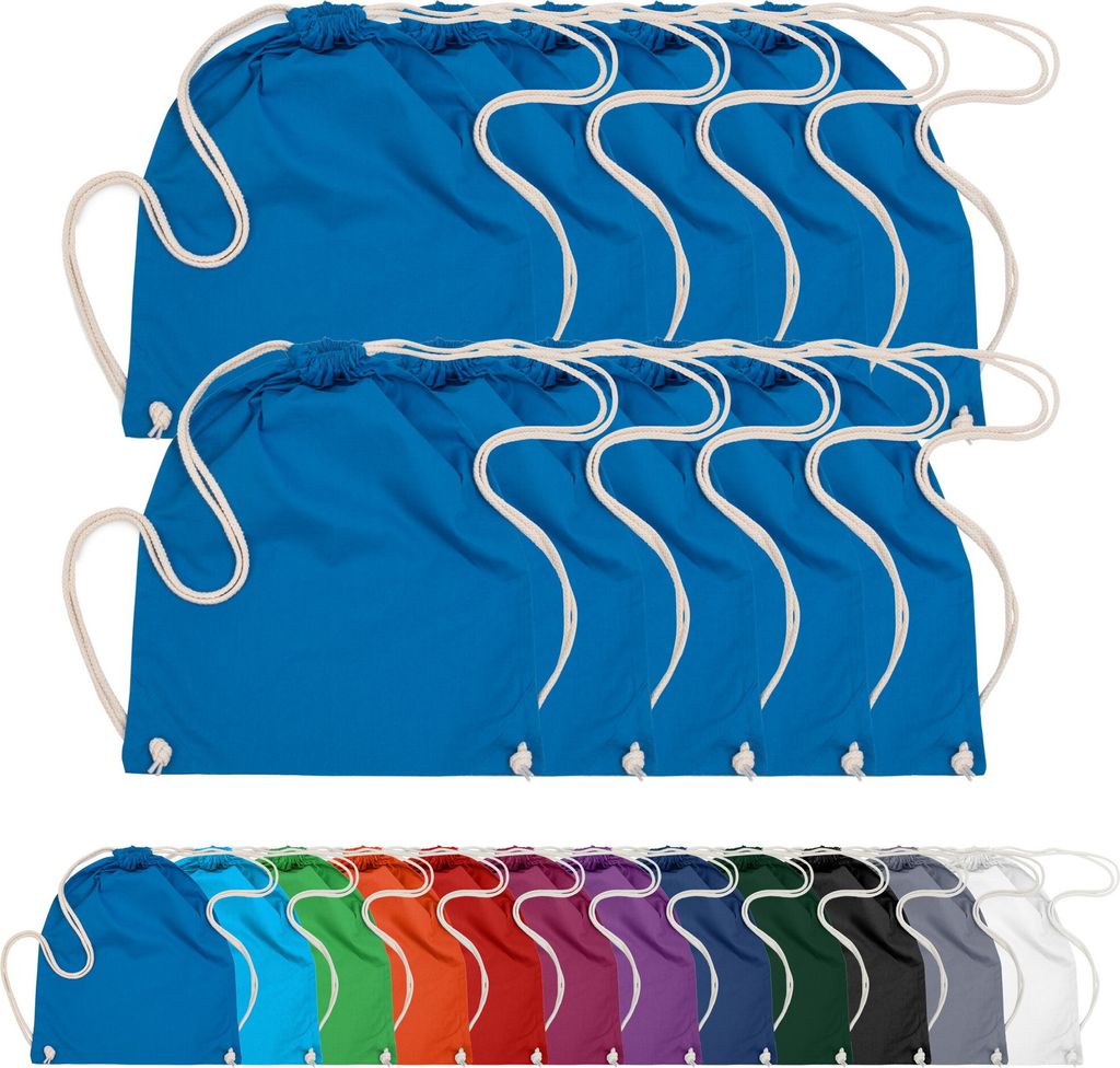 10er PACK Baumwoll Turnbeutel Sportbeutel Zuziehbeutel Sack Produktbild 